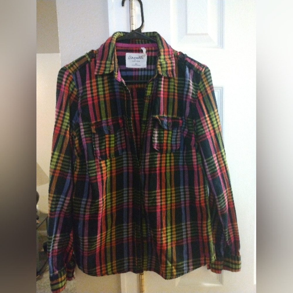 Aeropostale Multicolor Long Sleeve Button Up Shirt w/ Pockets Size M